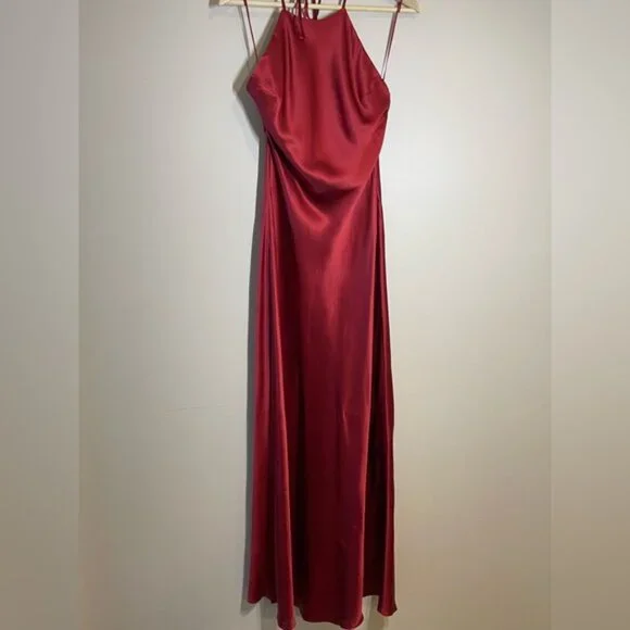 NEW Reformation Jeany Silk Long Dress Backless Formal Sangre Red | Size M - Picture 8 of 13